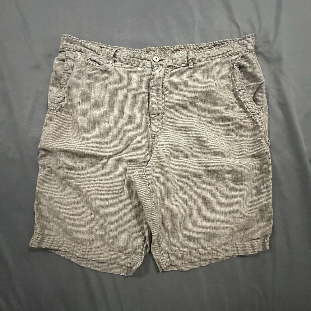 Tommy Bahama 100% Linen Shorts Mens 40 Pinstripe Relax Flat Front Casual Beach